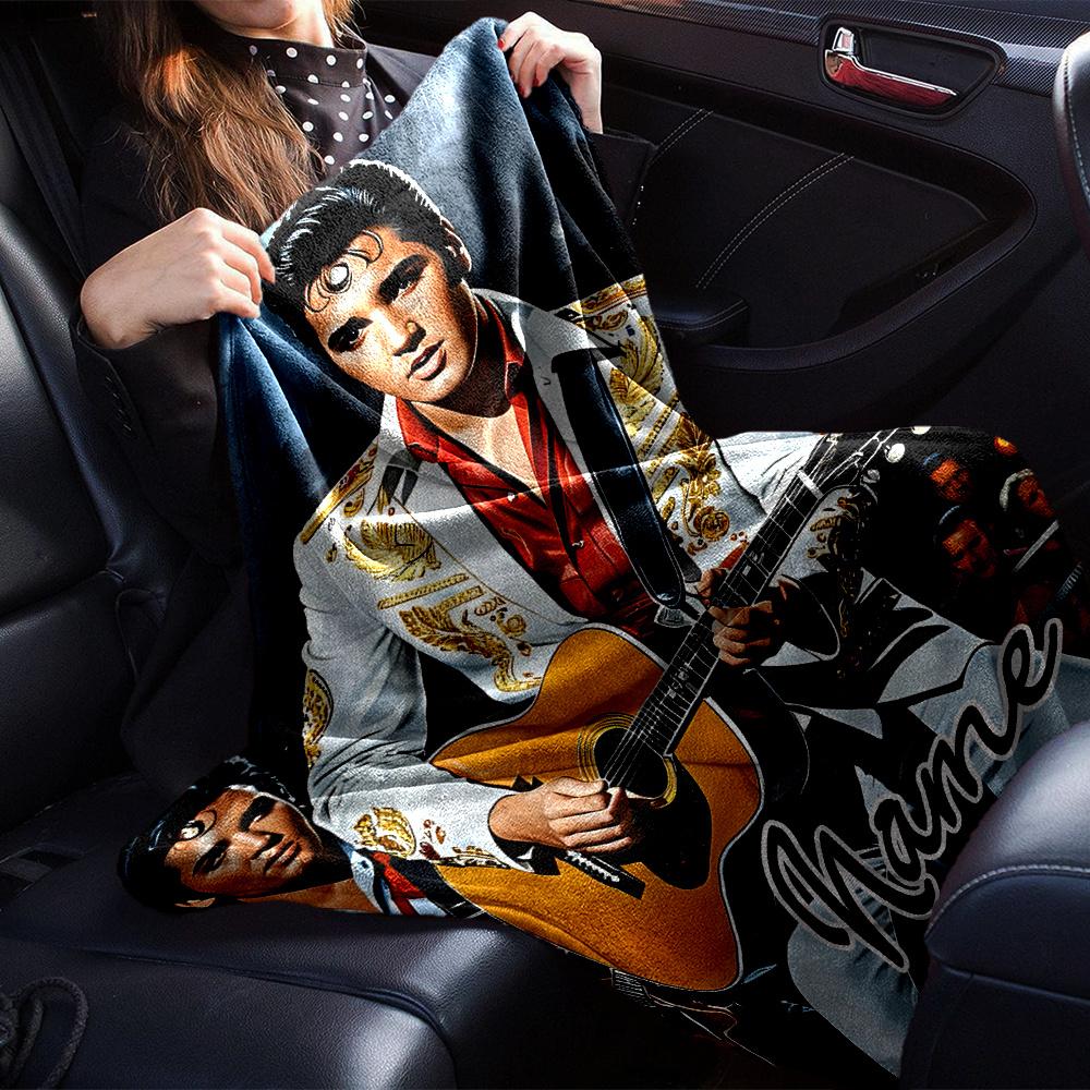 Elvis Presley Guitar Performance Four Seasons Blanket Customized With Your Name Lightweight And Warm Perfect Gift For Home Office Camping Sofa Travel