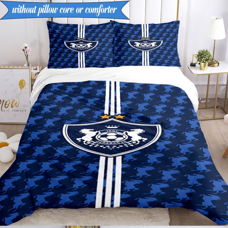 3PCS Qarabag Soccer Team Crest Design Bedding Set 2D Printing (Includes 1 Duvet Cover + 2 Pillowcases Coreless), Bedroom decor,Fan gift
