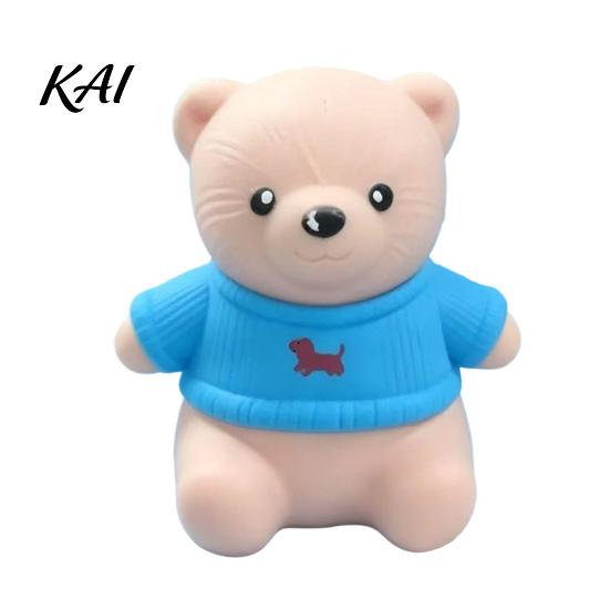 Collectible Holiday Themed Figurines Christmas Tomato Bear Squeeze Toy for Stress Relief, Cute TPR Decompression Toys Figure with Festive Decoration