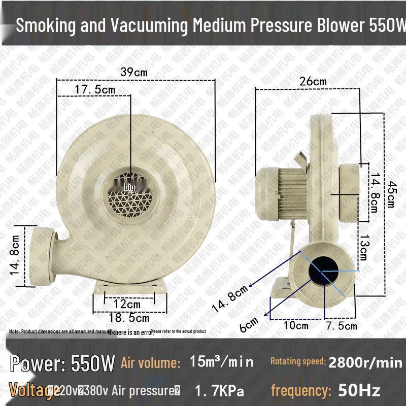 Medium Pressure 220V Industrial Centrifugal Blower for Dust Extraction and Combustion Assist