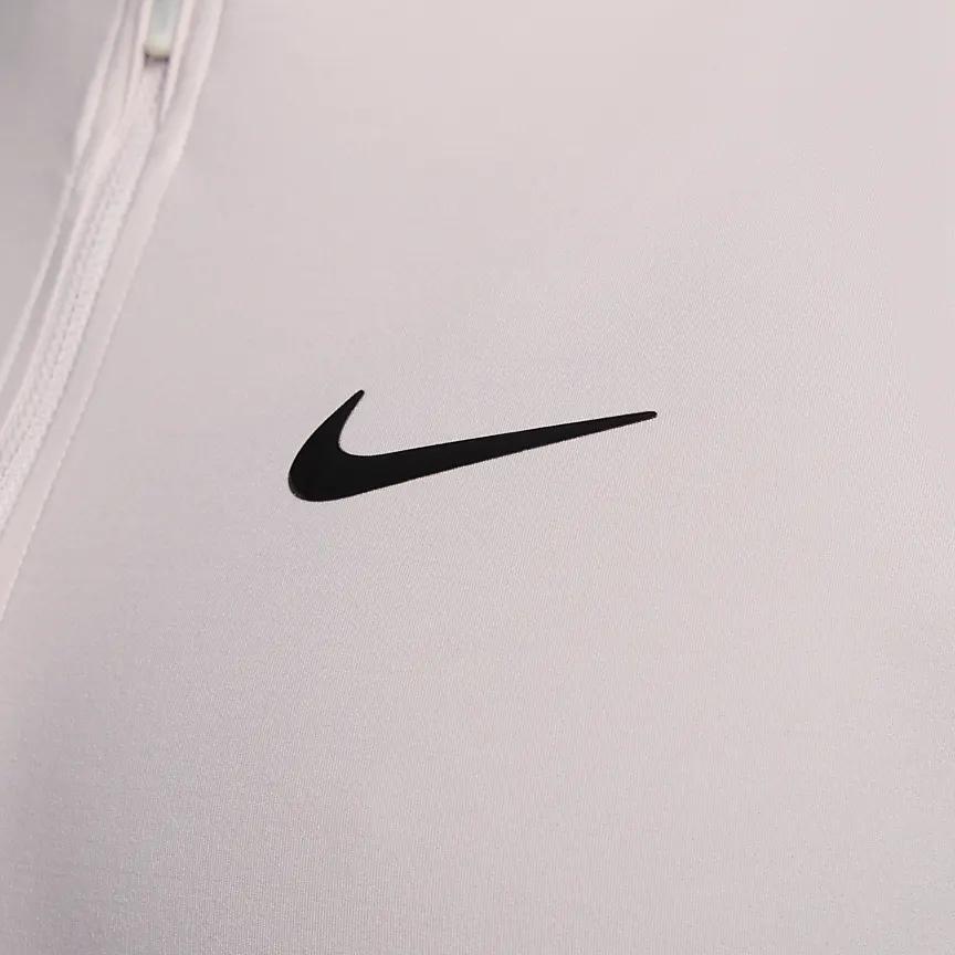 Nike Однотонная повседневная футболка с длинным рукавом и застежкой-молнией на половину длины, женские топы, серо-фиолетовый FV0258-019