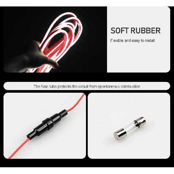 Car Hood White Dynamic LED Strip Exterior Silicone LED Light Flexible Exterior Light Strip with Fuse Protection Auto Accessories