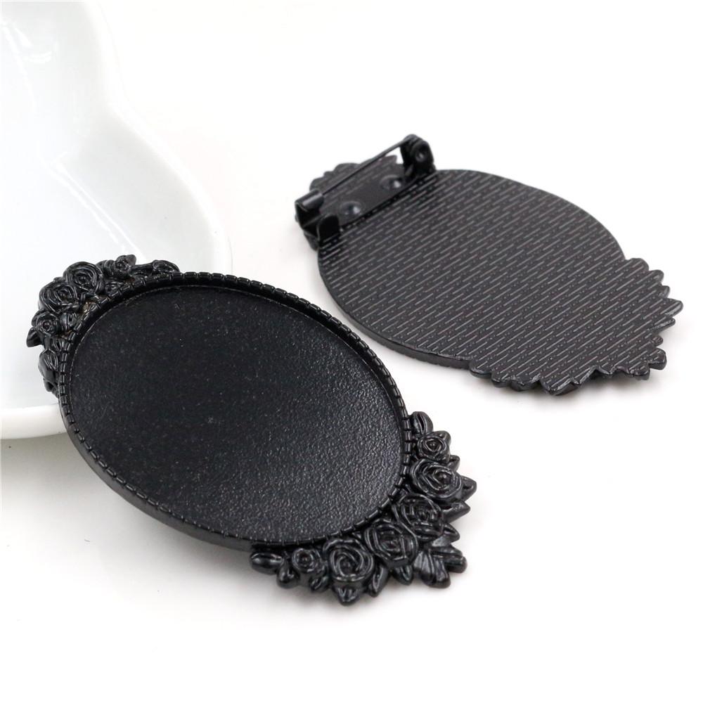 New Fashion 5pcs 30x40mm Inner Size Antique Gold/Silver Black Bronze Pin Brooch Pierced Style Base Setting Pendant