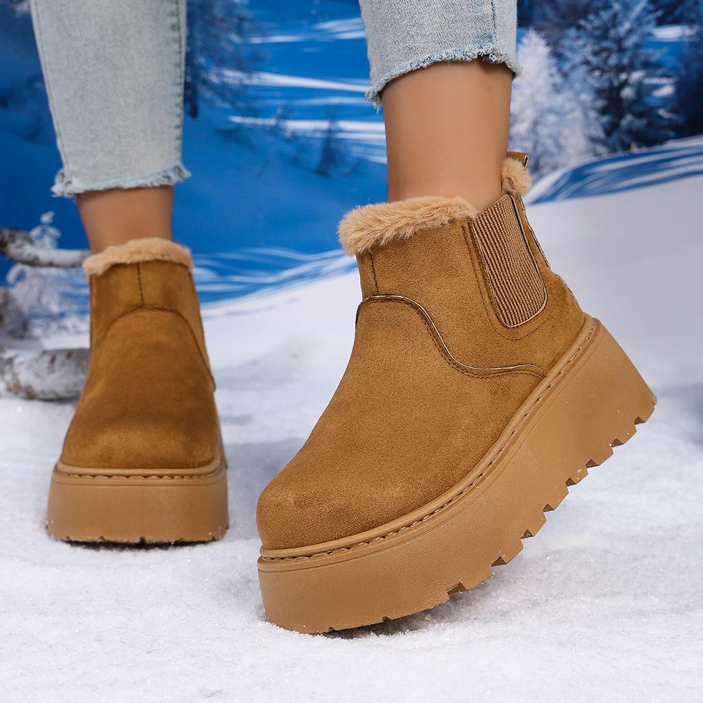 Мода 2025 Зимние Женские Снежные Сапоги Плюшевые Теплые Нескользящие Туфли Женские Балетки Кроссовки Повседневные Слипоны Женские Ботильоны Ботас Мухер