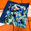 Used Hermes scarf rare navy x green