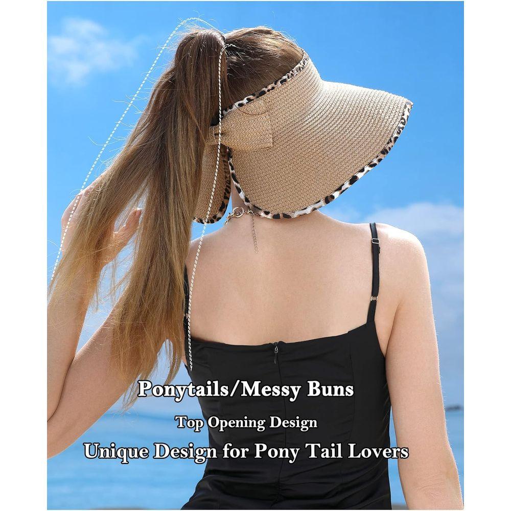 Складная широкополая шляпа от солнца с отверстием для хвоста для женщин, для пляжа и летних путешествий