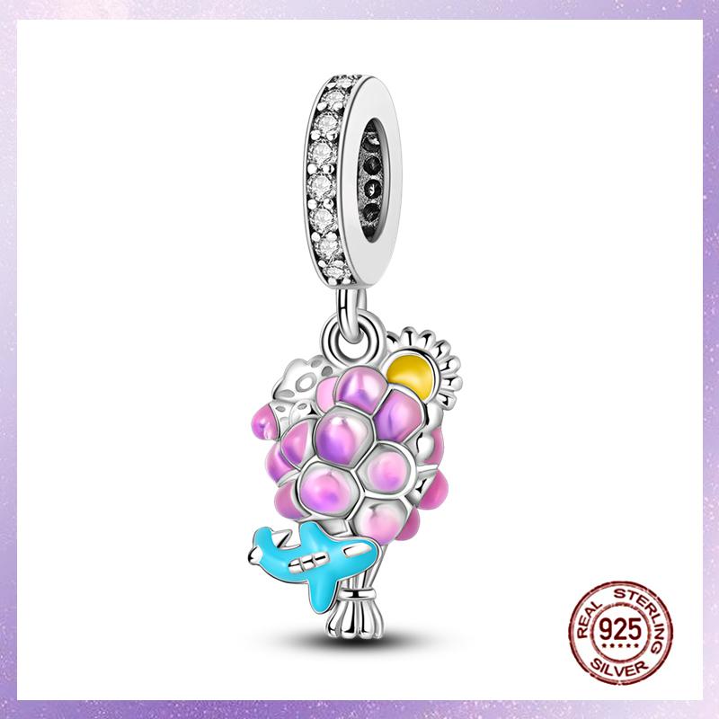 Фиолетовые Шармы Медный Fit Оригинальный Подвесной Браслет Бабочка Стекло Сердце Перо Клип Шарм Подвеска Светящаяся Бусина DIY Ювелирные Изделия