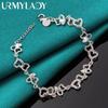 925 Sterling Silver Heart Chain Bracelet For Women Wedding Engagement Party Fashion Jewelry