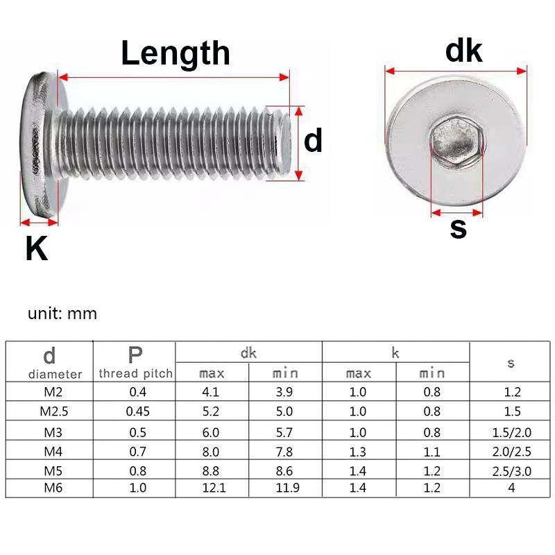 M2 M2,5 M3 M4 M5 M6 304 A2-70 Нержавеющая сталь с шестигранной головкой и шестигранной головкой Ультратонкий плоский бесфланцевый болт с шестигранной головкой
