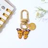 Cute Enamel Butterfly Keychain Simple Metal Animals Key Ring INS Earphone Case Bag Pendant Accessories For Women Men Couple Gift