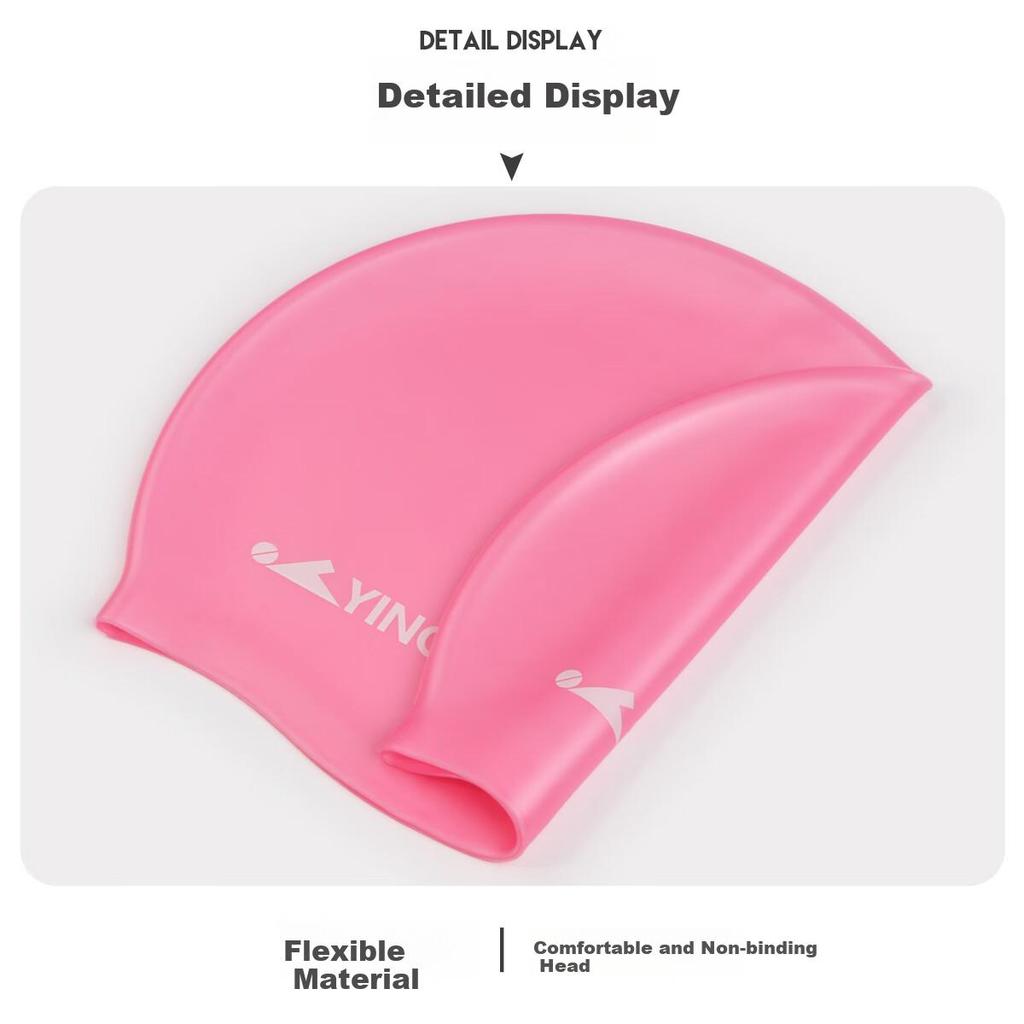 YINGFA Silicone Swimming Cap, for Long Hair, Waterproof, Comfortable, Pink
