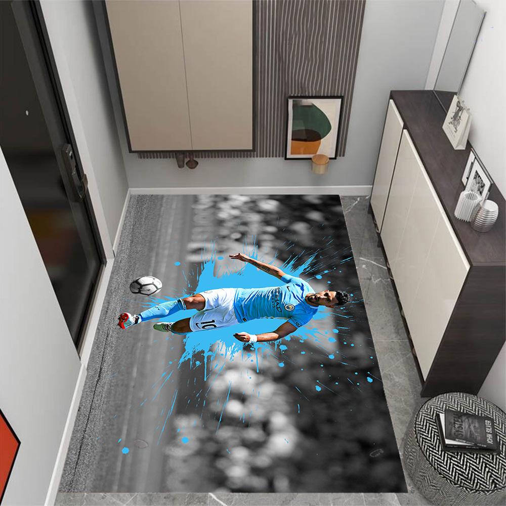 Dynamic Soccer Action Floor Mat Perfect for Bedrooms Kitchen Dining Room Dormitory Anti-slip Rug Office home decor Perfect Gift for Friends & Family