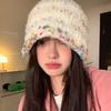 Winter colored polka dot wool hat Winter women's face small knitted hat Warm ear protection Bucket cold hat