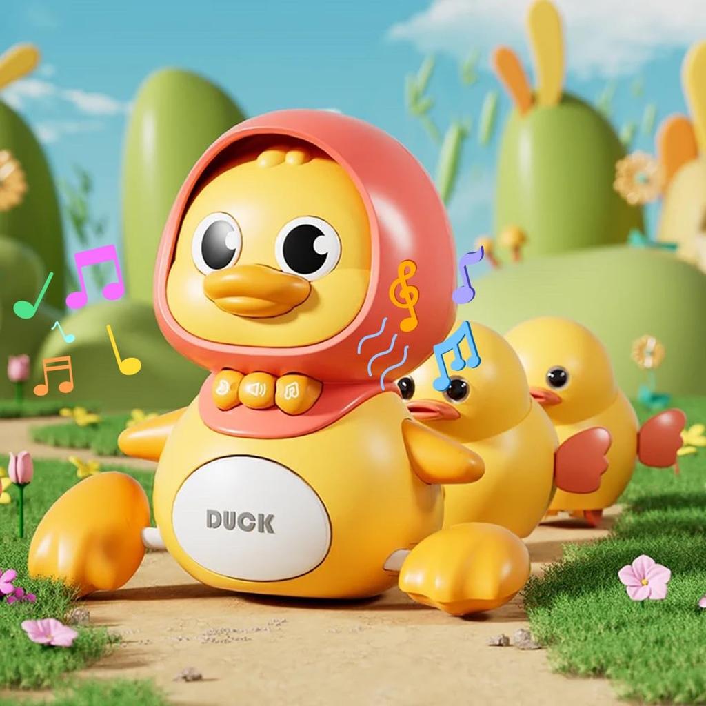 Игрушка KeyAngel Мама-утка и Утенок, Развивающая игрушка для младенцев в возрасте 0, 1, 2 и 3 лет, Включает 1 маму-утку и 2 утят, Музыка, Огни, Малыш