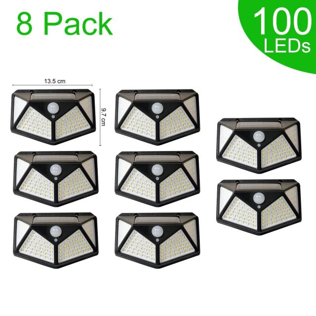 1-12 ШТ. 100 Светодиодный Настенный Светильник На Солнечной Энергии 3 Режима Датчик Движения Водонепроницаемая Лампа Открытый Солнечные Фонари Сад Уличный Фонарь Украшения