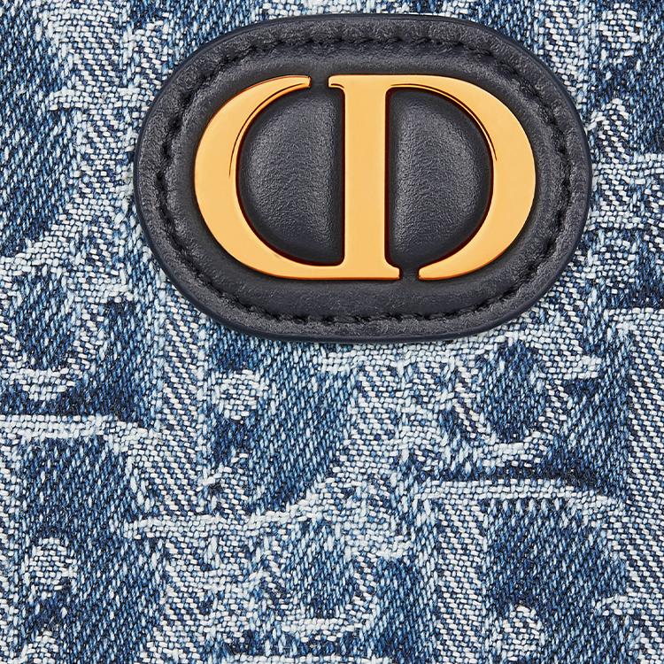 Dior 30 Montaigne CD Logo Zipper Closure Oblique Jacquard Denim Wallet Women wallet Blue S2094UDCE-M49E