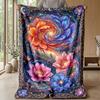 Galaxy Flower Art Theme blanket Lightweight Warm Flannel Blanket Decorative Throw Blanket for Home Decoration