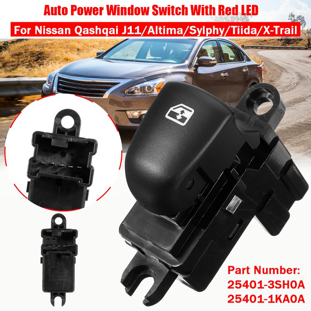 Auto Power Window Switch With Red LED For Nissan Qashqai J11/Altima/Sylphy/Tiida/X Trail #25401 3SH0A,25401 1KA0A