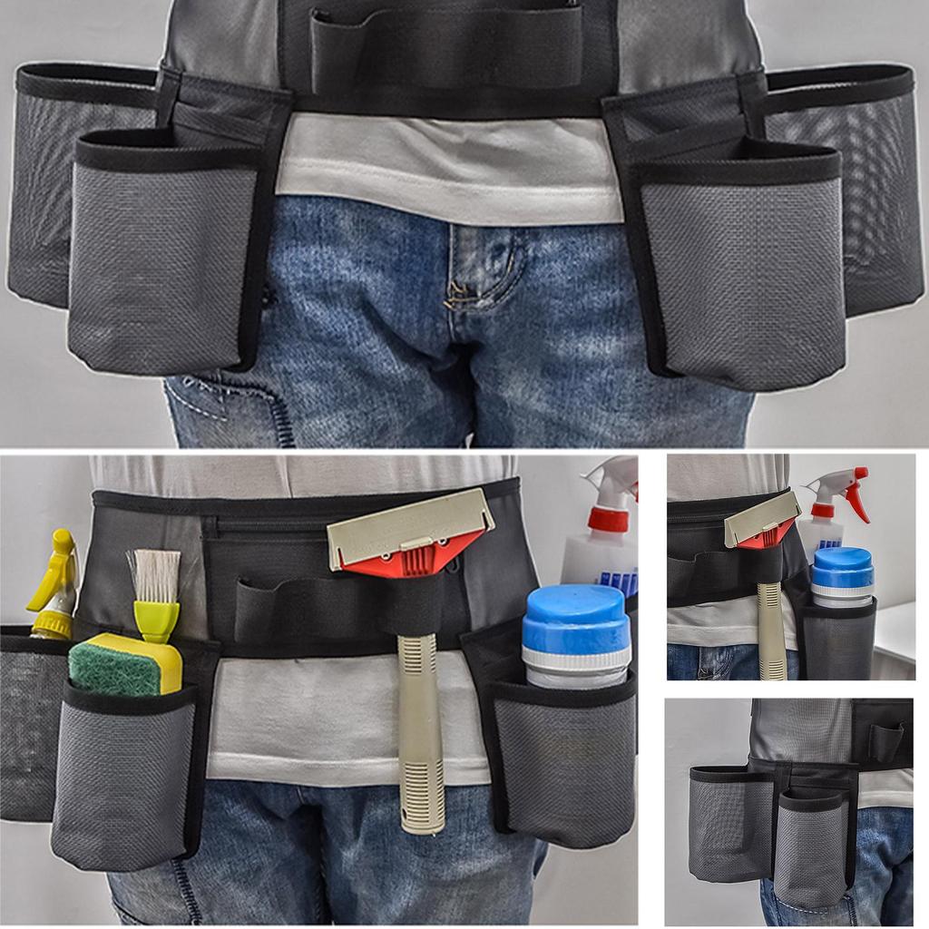 Oxford Cleaning Tool Waist Bag Belt with Pockets Heavy Duty Tool Bag Utility Belt for Janitorial Custodial Housekeeping Cleaning