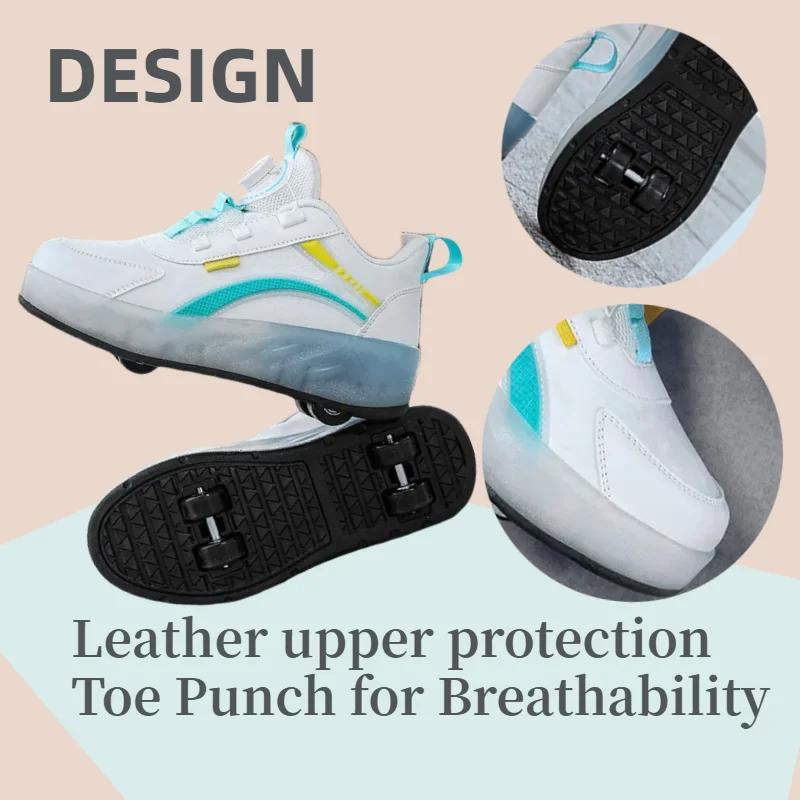 PONERAIT Детские роликовые коньки унисекс - 4-колесные роликовые коньки с сетчатым верхом, текстурированной подошвой, вращающейся пряжкой, для возраста 7-12 лет