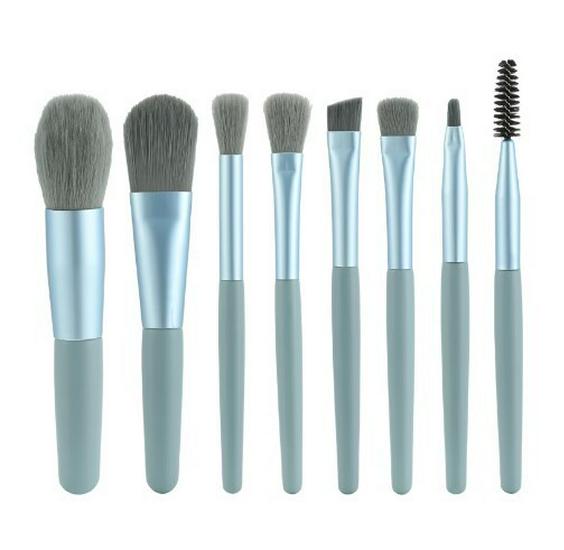 Mini 8-Piece Portable Makeup Brush Set: Soft Bristle Eyeshadow and Foundation Brushes