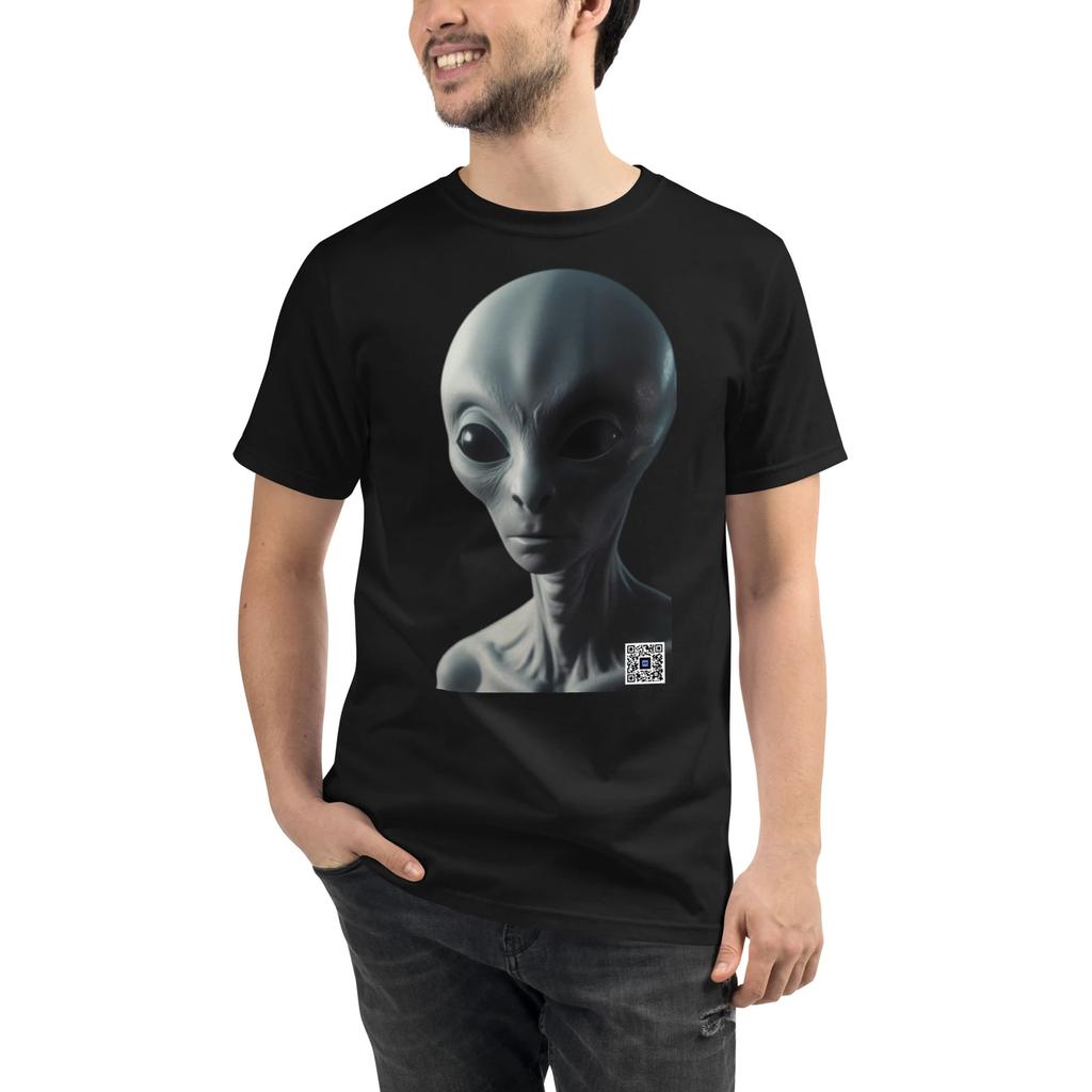 Organic Alien TShirt Smartphone Camera Scannable ArQr Code Produces A 3d Image