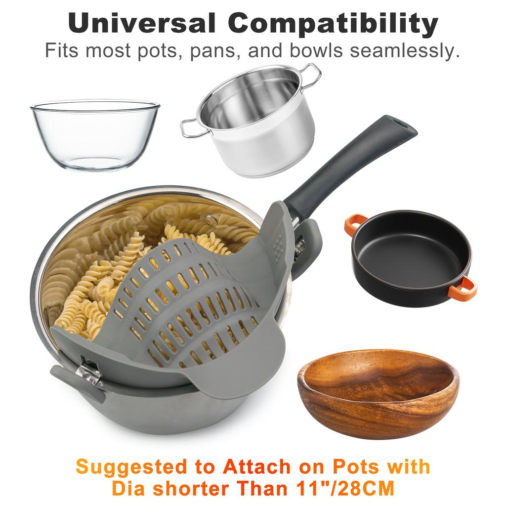 Накладное сито для кастрюль и сковородок Прочный пластиковый кухонный дуршлаг для пасты, мяса, овощей, фруктов Зажимной фильтр