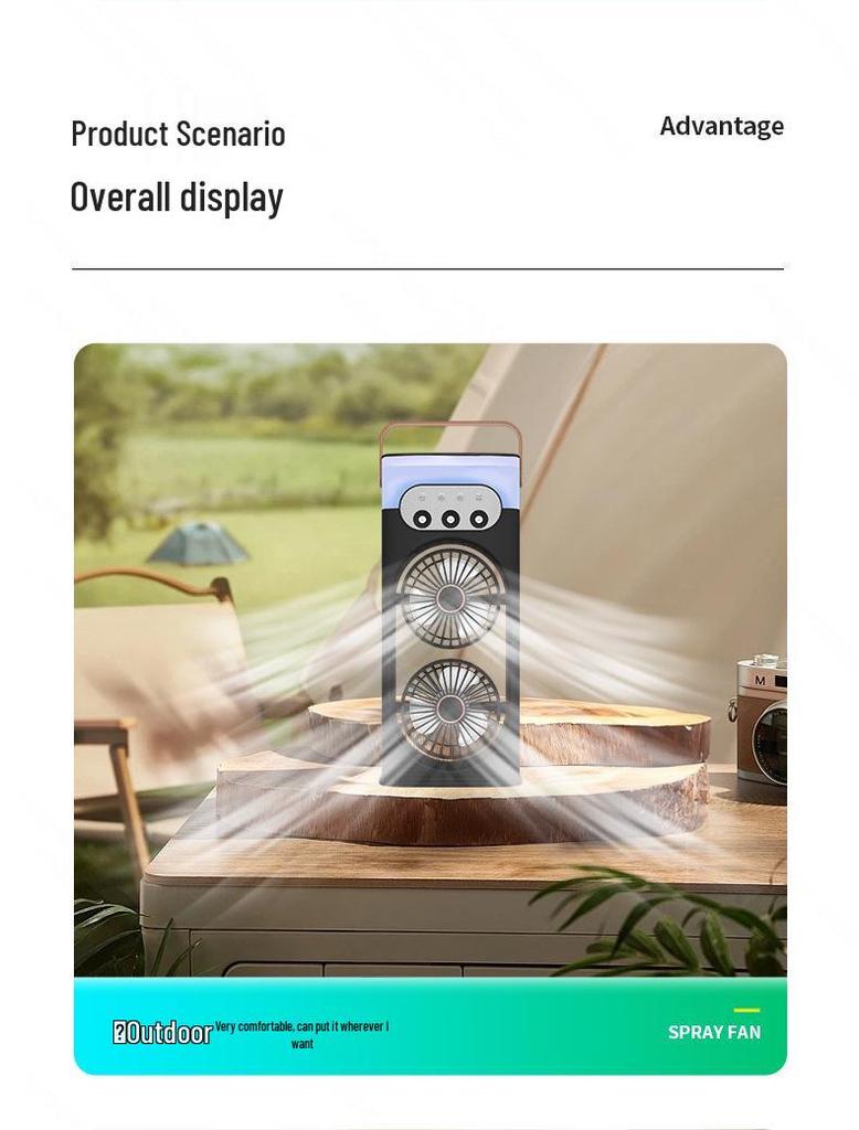 Portable Dual Head Desktop Air Conditioner Fan with Cool Mist