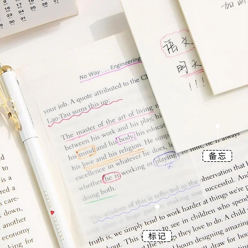 50 Sheets/set of Waterproof PET Transparent Memo Super Sticky Tearable and Reusable Student Paper Office Stationery Sticker