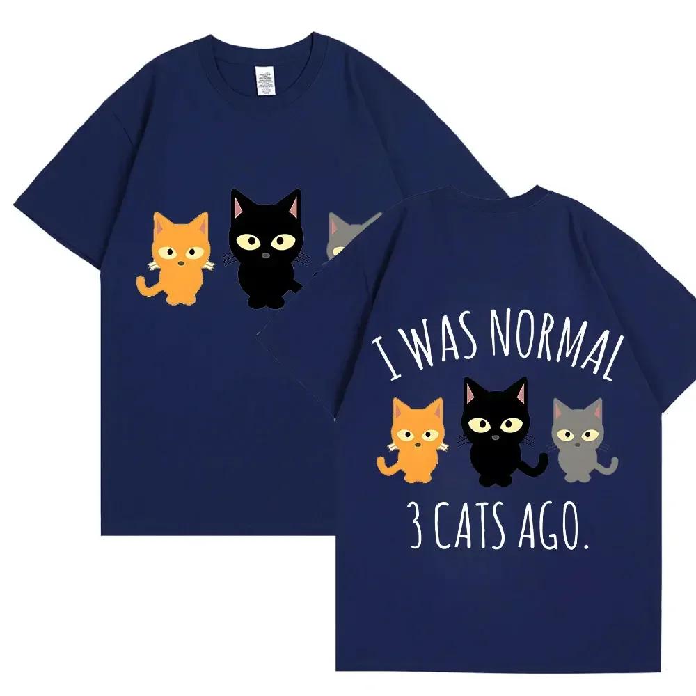 Модные мультяшные топы аниме женская футболка I Was Normal 3 Cats Ago женская одежда Harajuku футболки с коротким рукавом свободные уличные