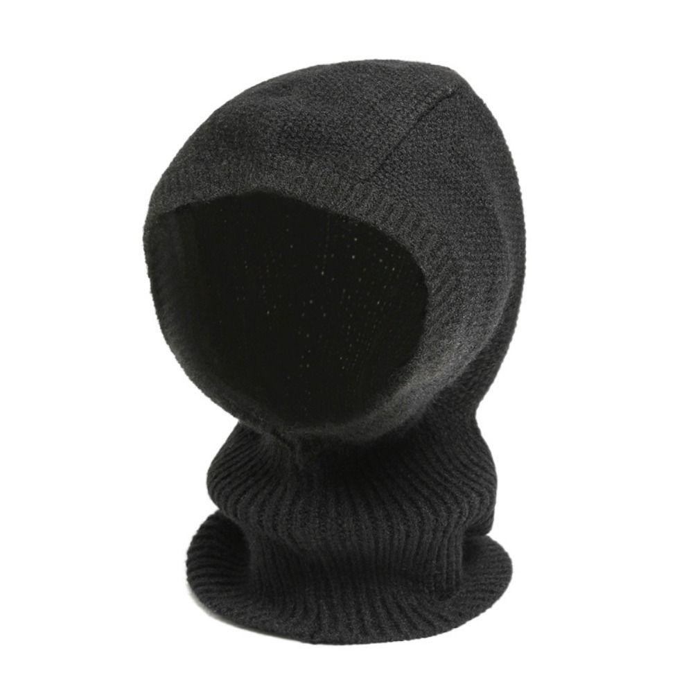 Woolen Balaclava Hat Windproof Neck Collar Beanies Cap Casual Knitted Hooded Cap Male/Female