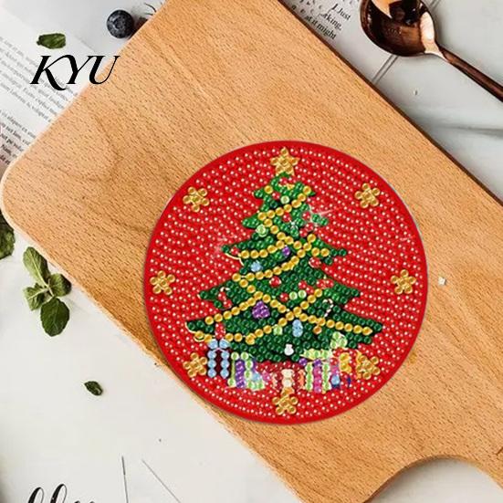 DIY Drill Art Crafts for Adults 12 Pcs Christmas Faux Diamond Painting Coasters, Rhinestone Coasters Kit with Holder, Snowman Gnome Santa Holiday