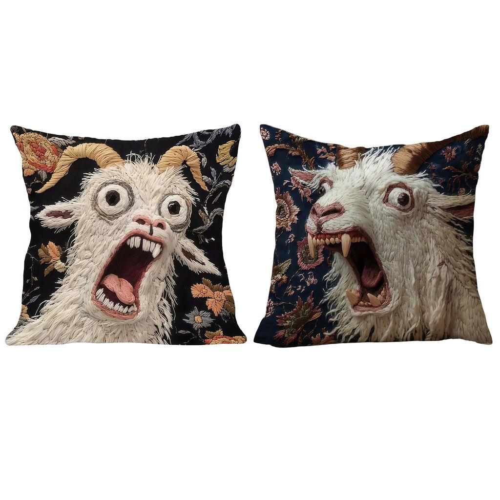 Screaming Goat Soft Pillow Case 18x18 Inch Hilarious Animal Graphic Cushion Cover for Sofa Bedroom Living Room Home Decor