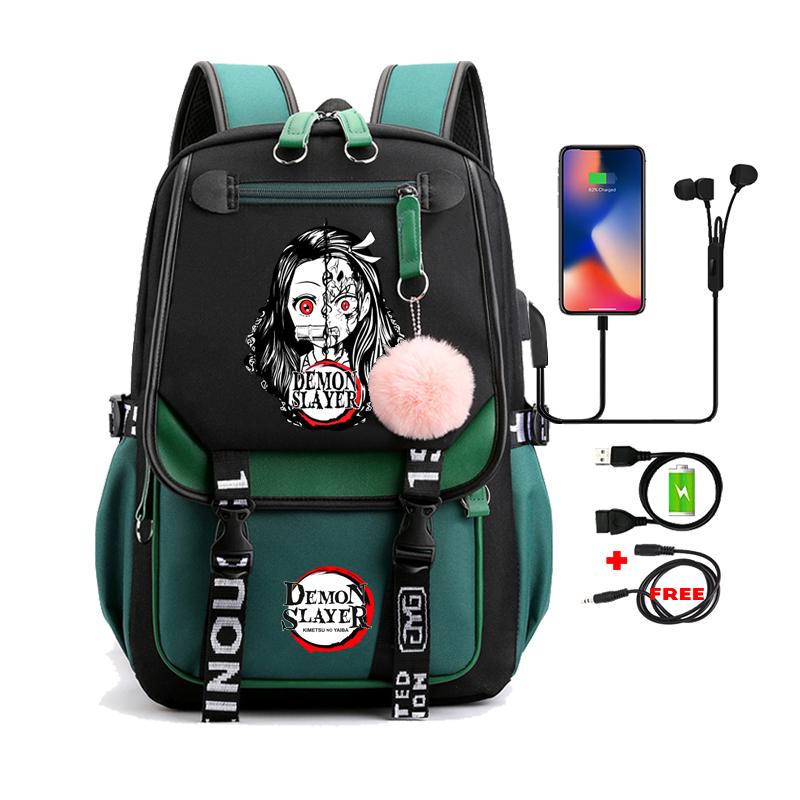 Anime Adults Large Capacity Backpack Bags Demon Slayer Nezuko Kawaii Cartoon School Bag forManga To Travel Daily Girls Bookbags