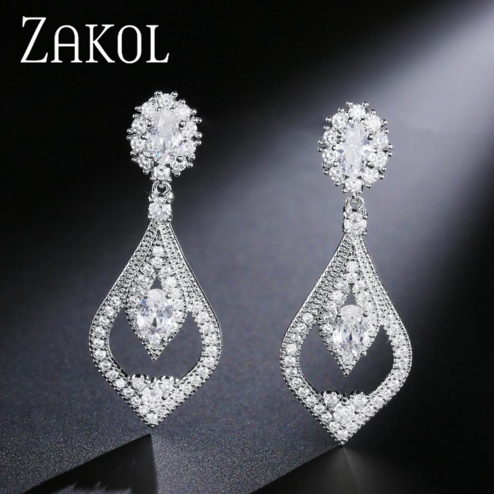 Luxury Elegant Water Drop Micro-set Zircon Earrings for Women Shiny Vintage Exquisite Wedding Bridal Party Jewelry Gifts