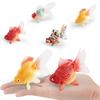 Simulated Goldfish Figurine with Base Realistic Mini Fake Fish Statue Sculpture Plastic Ornament Fish Tank Aquarium Decoration