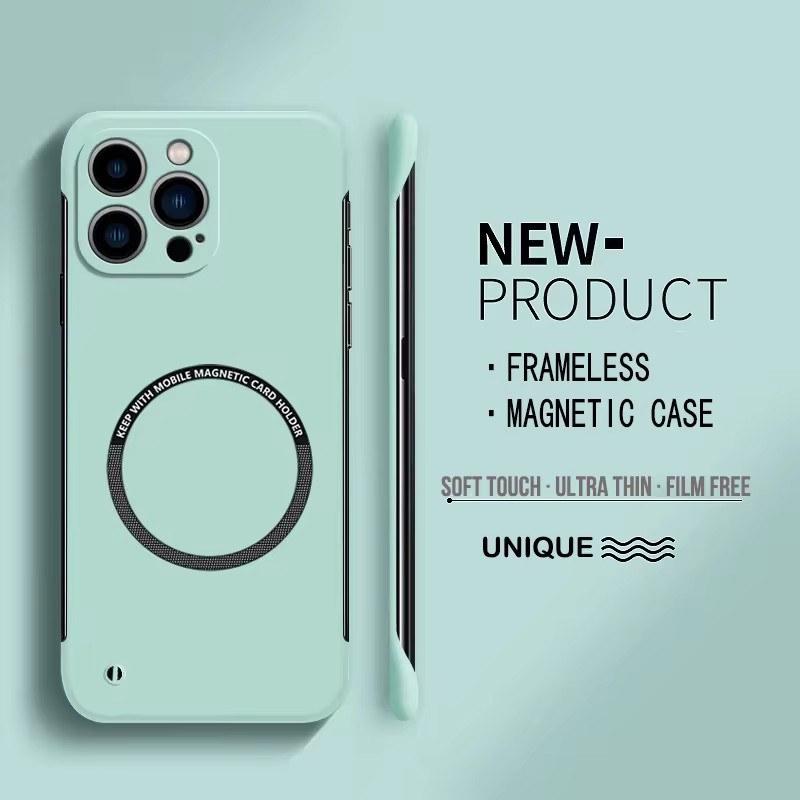 Ультратонкий жесткий магнитный чехол для телефона из поликарбоната без рамки для iPhone 15 14 Pro Max 13 12 11 Pro Max матовый цветной однотонный чехол