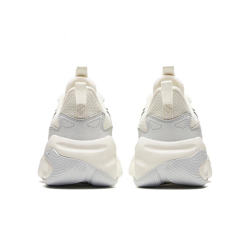 Anta Round Toe Lace-Up Shock Absorbing Wear-Resistant Low-Top Casual Shoes Women Sneaker White Gray 122518813R-1