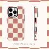 Текстурированный чехол-клетка цвета румяна для IPhone 17AIR 16E 16 15 14 13 12 11 17 Pro Max Plus Двухслойная задняя крышка