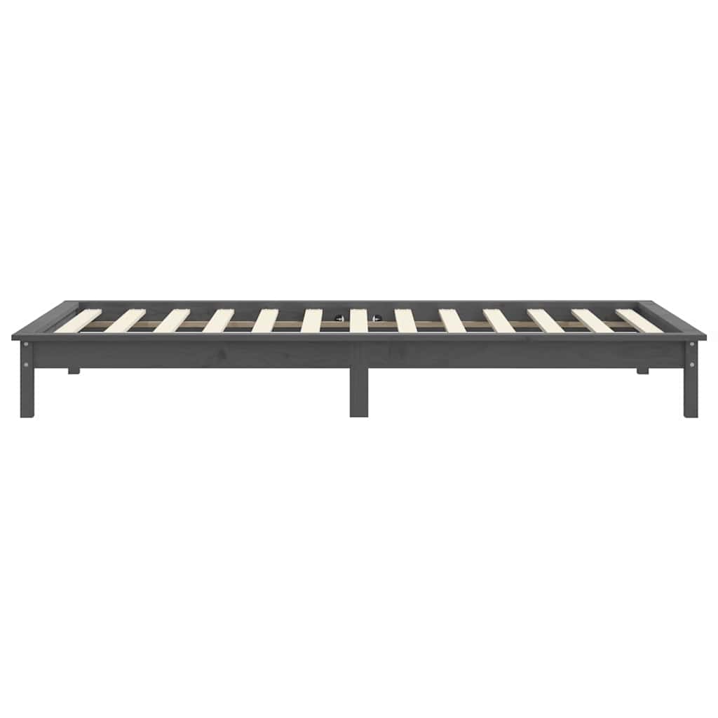 Solid Wood Bed Gray 90 x 200 cm Pine