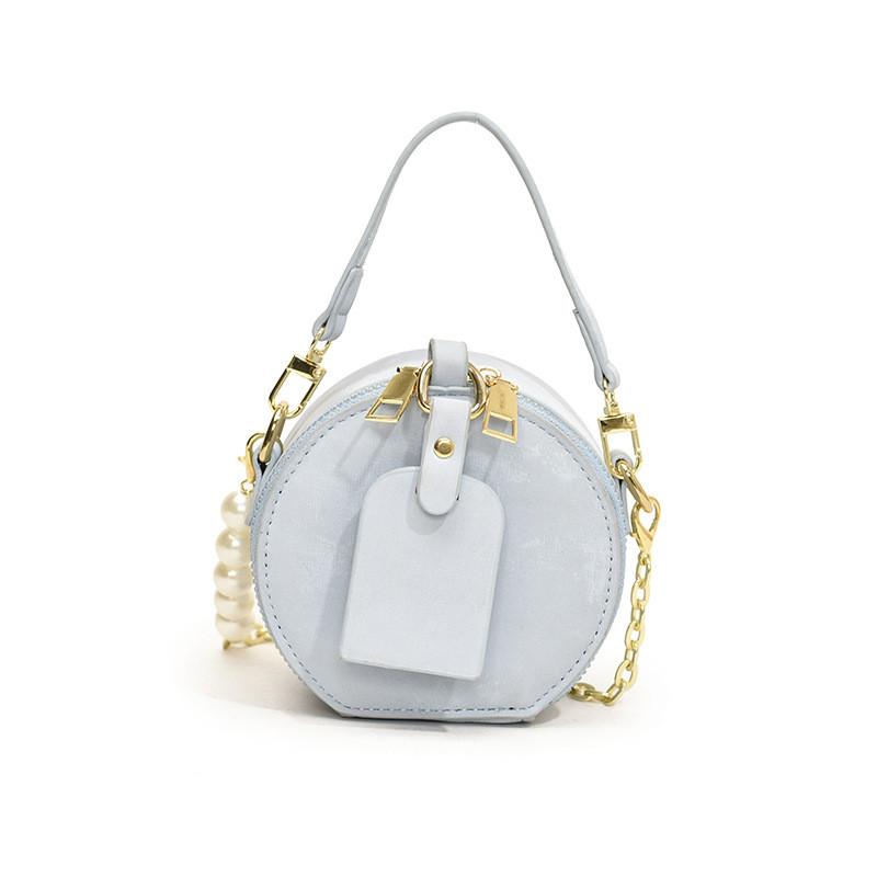 Unisex Pu Mini Circular Bag With Stitching Details For Kids And Toddler Accessories