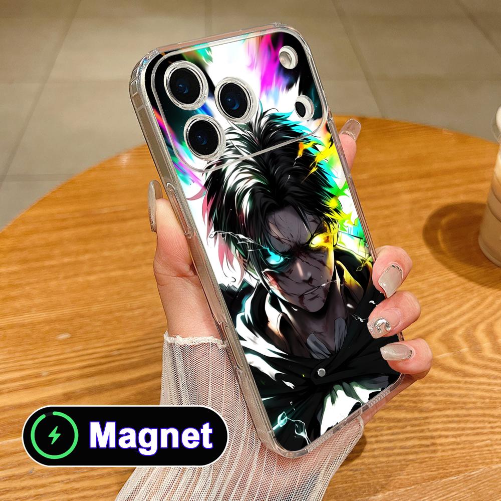 Прозрачный чехол AOT Eren Yeager из ТПУ с поддержкой Magsafe для iPhone 17 16 15 14 13 12 11 Air Pro Max Plus Mini, цветная крышка
