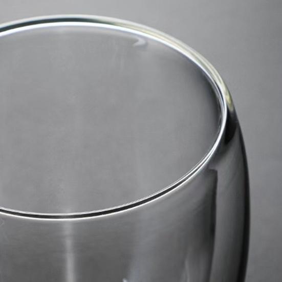 Double Wall Glass Tumbler with Handle Heat-Resistant Insulated Glass Mugs for Coffee Tea Milk 12oz Transparent Drink Cup for Home Office Use