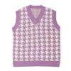 Women's Casual V-Neck Pullover Shirt Collision Color Sleeveless Sweater Vest