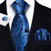 Barry.Wang Mens Ties Fashion Paisley Jacquare Silk Hanky Cufflinks Neckties Set Formal Casual