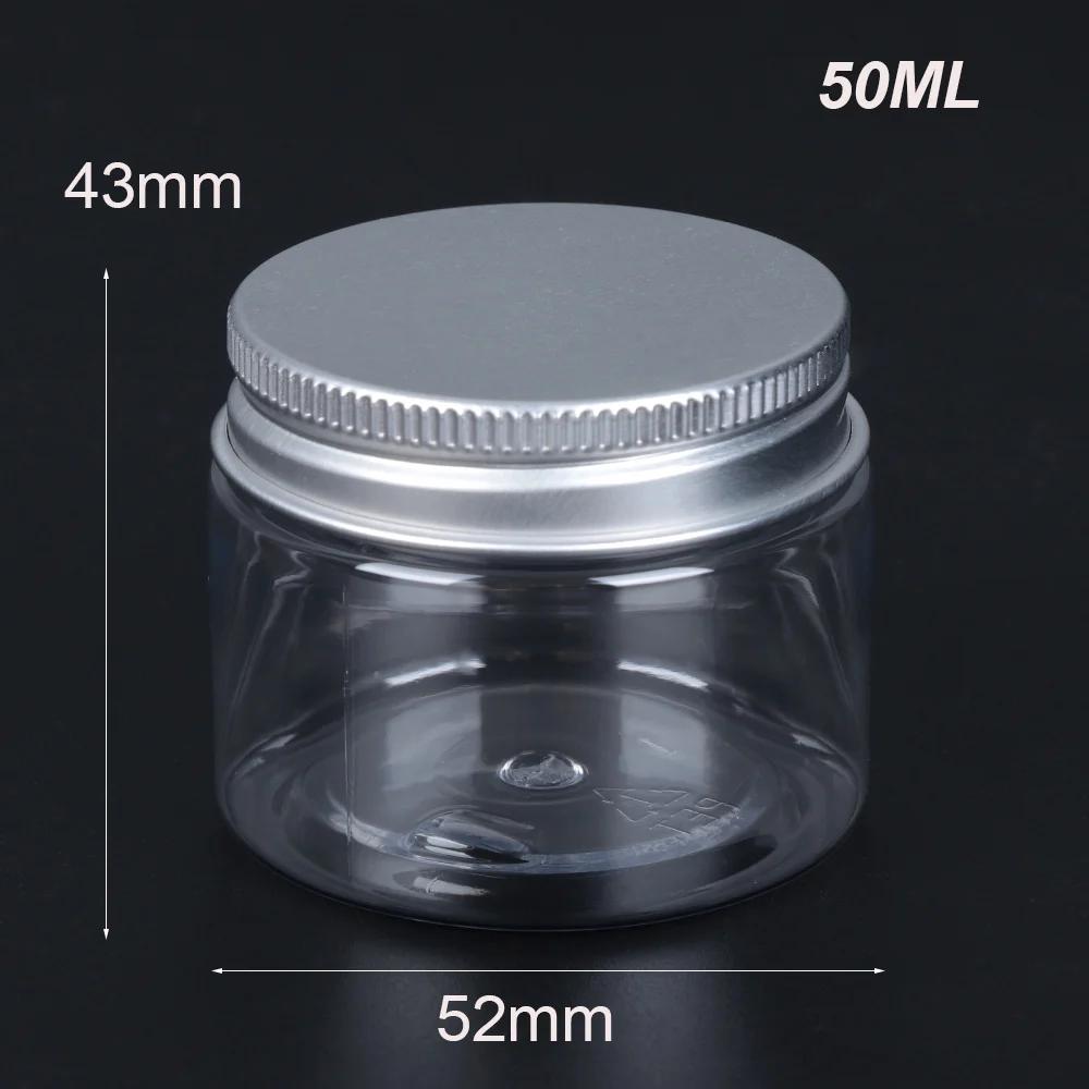 30-250ml Aluminum Cap Cosmetic Tin Pot Empty Lip Balm Jar Oil Wax Plastic Container Empty Jar Home Storage Food Sample Bottles