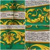 Б/у ШЕЛКОВЫЙ ШАРФ CELINE Большой Декоративный Узор Золотой Зеленый ВИНТАЖНЫЙ Celine