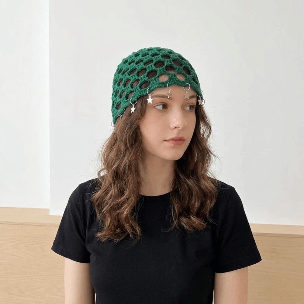 Hollow Out Crochet Hollow Knitted Hat Star Tassels Weave Cap Fashion Knit Beanies Outdoor