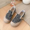 Women's Flat Shoes Autumn New Round Head Breathable Linen Lazy Splicing Light Soft Sole Fisherman Shoes
