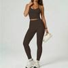 Womens Yoga Set With Built-in Bra Pad Backless Tank Top High-Waisted Leggings Quick-Dry Stretch Sportswear Gym Pilates